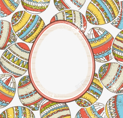 水笔风格彩蛋复古彩蛋矢量复活节边框图案高清图片