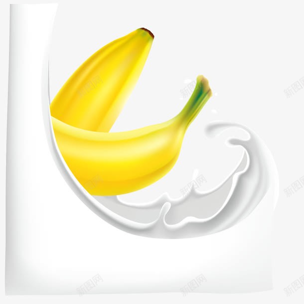 牛奶和香蕉广告设计矢量png免抠素材_88icon https://88icon.com 牛奶 飞溅 喷溅 效果 水果 香蕉