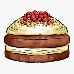 卡通手绘水彩夹心蛋糕素材