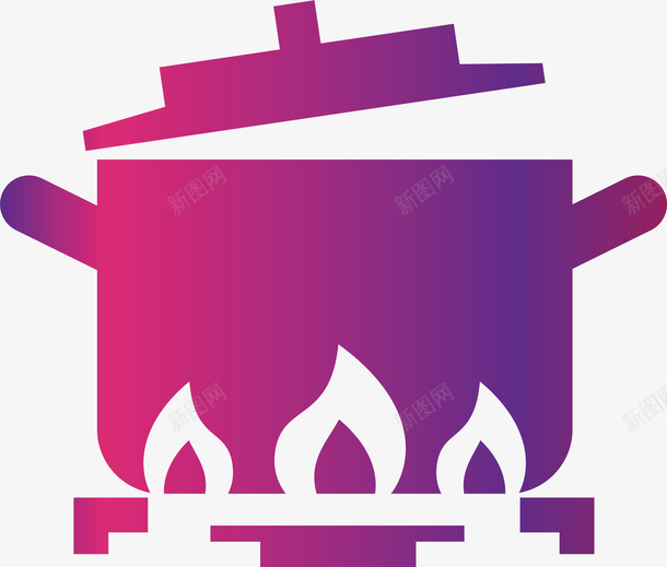 紫色厨具免抠图标ai免抠素材_88icon https://88icon.com 矢量图案 卡通有趣 扁平化 锅 火苗 家用电器