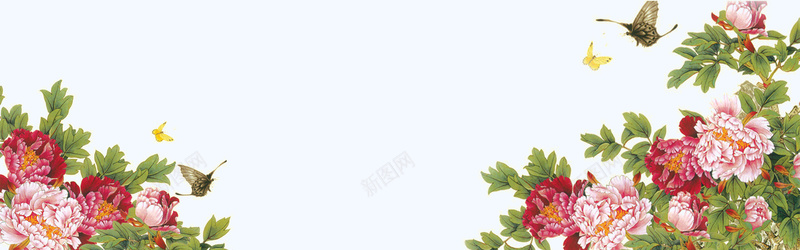 古风花卉背景jpg设计背景_88icon https://88icon.com 中国风 工笔画 白色 简约 牡丹 海报banner