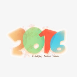 2016彩色字体设计新年快乐素材