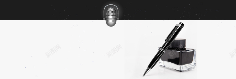 钢笔录音笔创意商品简约黑白背景背景