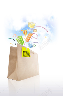 购物袋二维码商品背景素材背景