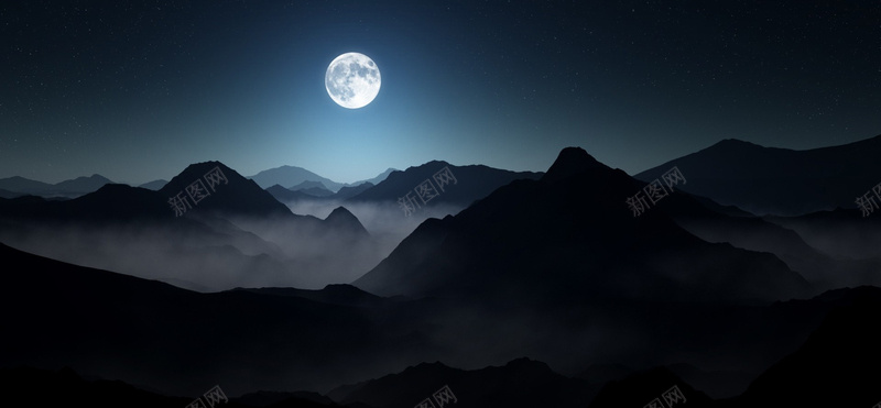 月亮高山海报背景背景