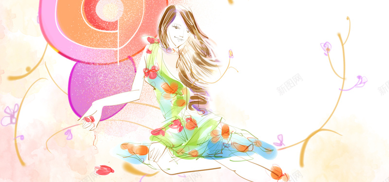 时尚女孩psd设计背景_88icon https://88icon.com 卡通人物 时尚花纹 花纹背景 卡通 唯美 儿童画 大气 PSD源文件 促销 海报优惠卷 天猫 节日 进店 提前 通用 购物狂欢节 1920全屏 海报banner 童趣 手绘