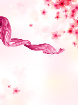 矢量丝带配樱花浪漫婚礼海报背景素材高清图片