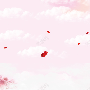 粉色浪漫玫瑰花白云云彩背景背景