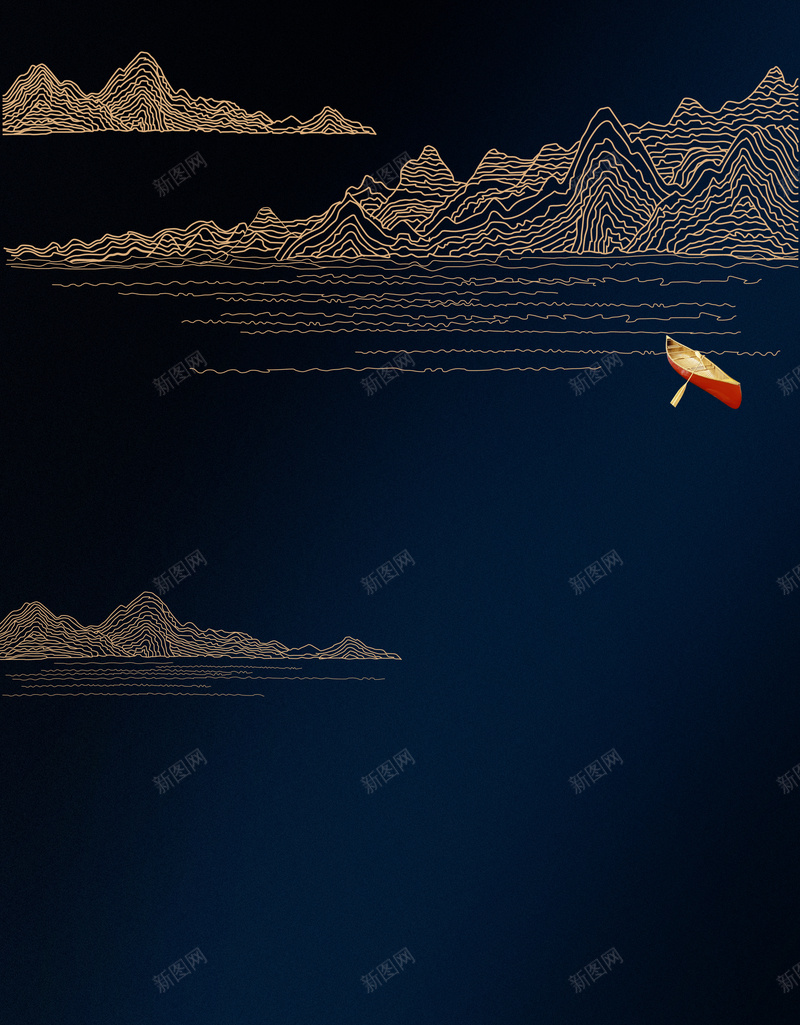 艺术生活地产海报psd设计背景_88icon https://88icon.com 小船 文艺 简约 线条 艺术 以线画山 山峦连绵 开心 小清新