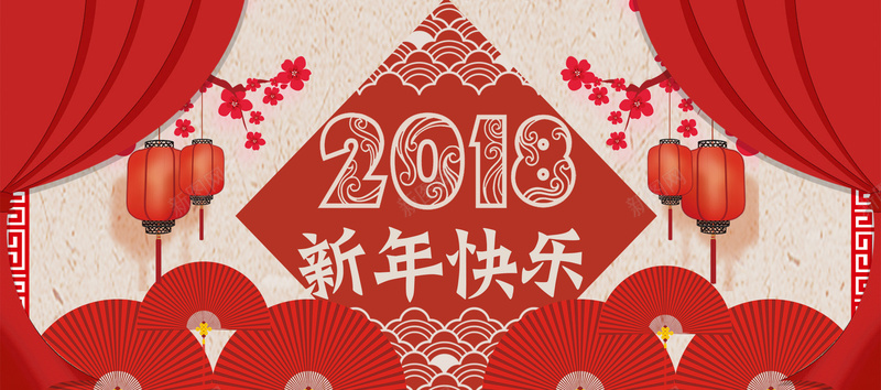 2018红色扁平banner背景