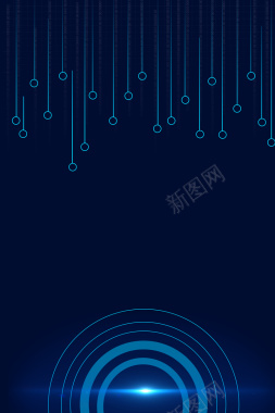 蓝色炫酷科技商务几何线条海报背景