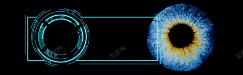 蓝色科技几何线条商务banner背景