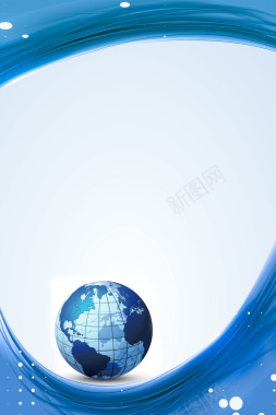 蓝色地球科技简约线条背景背景