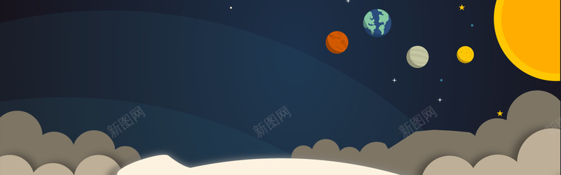 卡通宇宙星空banner背景