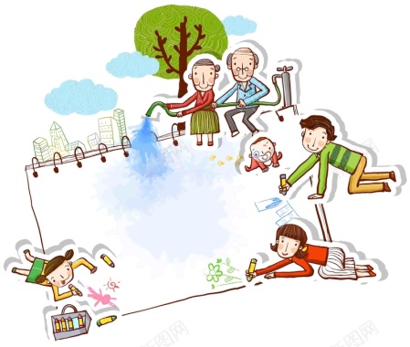 韩式清新幸福家庭一家人团聚日记本海报背景背景