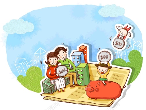 韩式清新幸福家庭一家人储蓄存钱海报背景背景