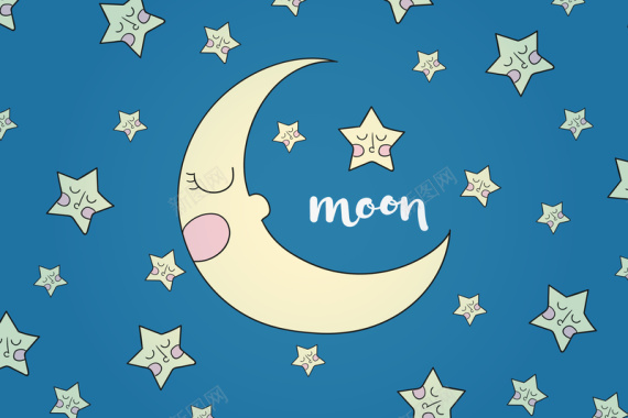 卡通手绘唯美月亮星空背景素材背景