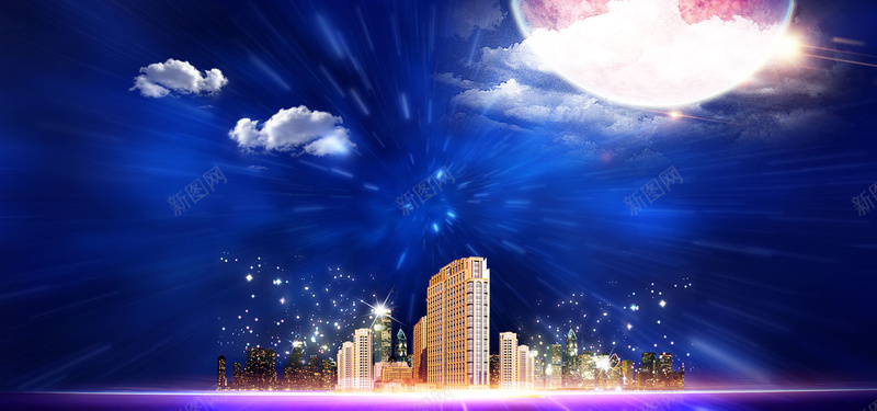 地产背景psd设计背景_88icon https://88icon.com 天空 月球 紫色星光 璀璨地产广告 海报banner 御景湾房产广告PSD分层素材 白云白色光束 大气