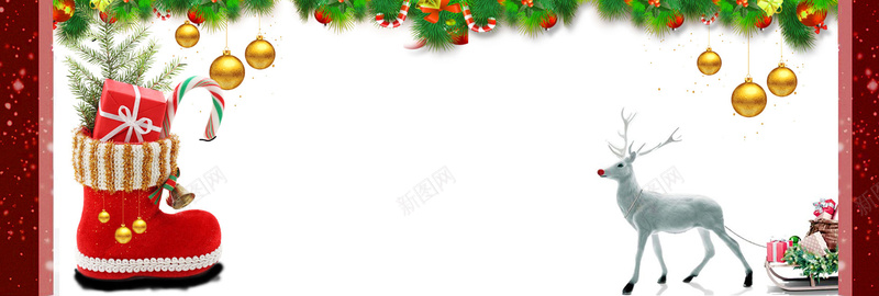 红色简约节日气氛圣诞节电商banner背景