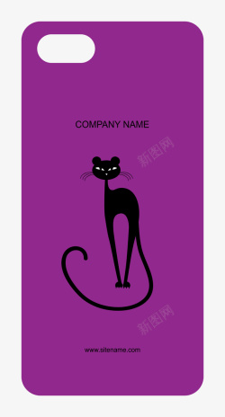 紫色猫咪手机壳图案设计素材