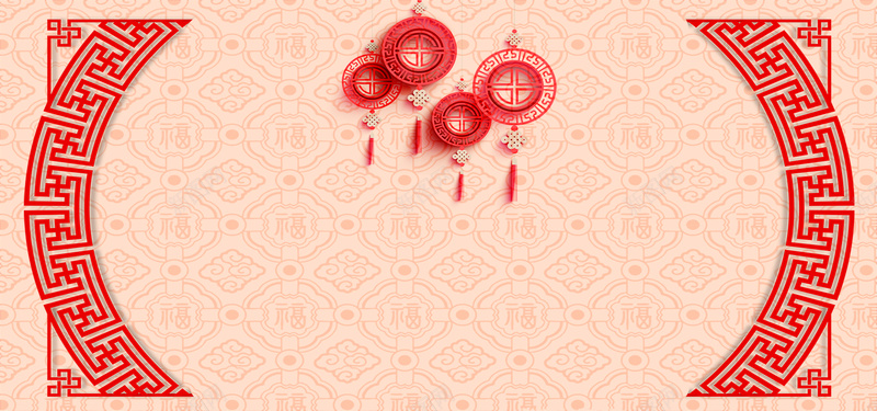 新年春节红色纹理中国结banner展板背景