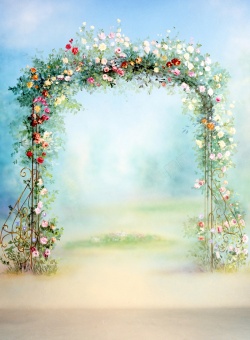 玫瑰花架浪漫唯美花架背景高清图片