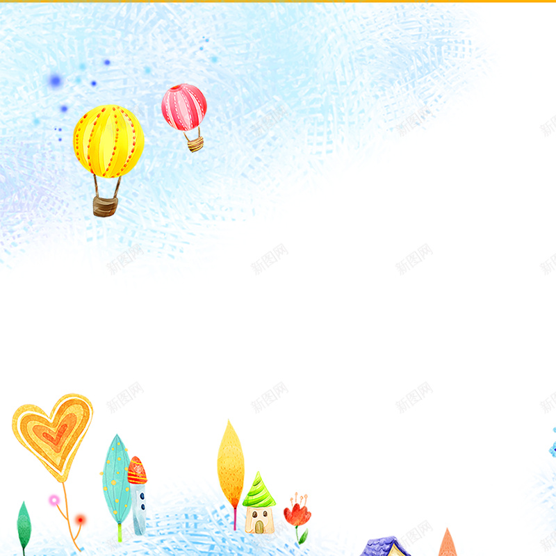 手绘卡通背景素材jpg设计背景_88icon https://88icon.com 白色 儿童背景 房子 卡通背景 热气球 手绘背景 背景 海报 素材背景