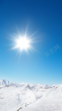 白色阳光照射雪峰H5背景素材背景