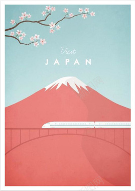 日本富士山印花背景背景