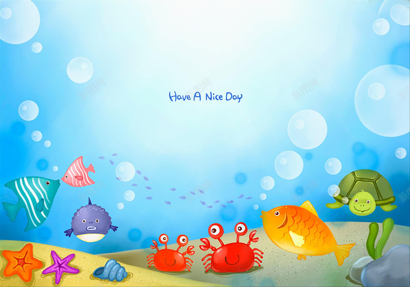 手绘卡通海底背景素材jpg设计背景_88icon https://88icon.com 鱼 海星 海底 海水 泡泡 背景 素材 卡通 童趣 手绘