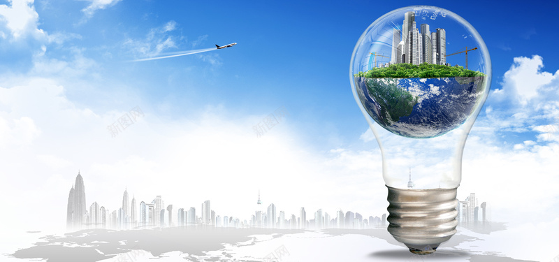 蓝天云朵绿色城市建筑灯泡地球海报bannerpsd设计背景_88icon https://88icon.com 城市建筑 云朵 灯泡 绿色 蓝天 地球 海报banner 文艺 小清新 简约