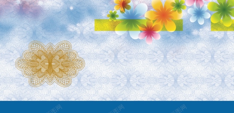 花朵蓝色底纹代金券背景素材图背景