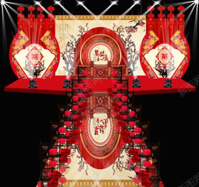 喜庆中式婚礼背景素材背景