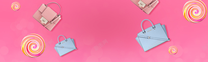 八月电商季女包促销粉色背景背景