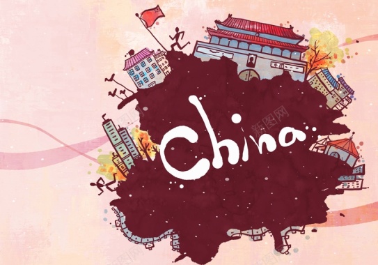 卡通中国建筑海报背景背景