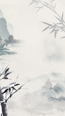 中国风传统山水春天主题广告背景