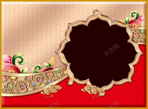 中式大气传统合家团圆礼盒春节海报背景素材背景