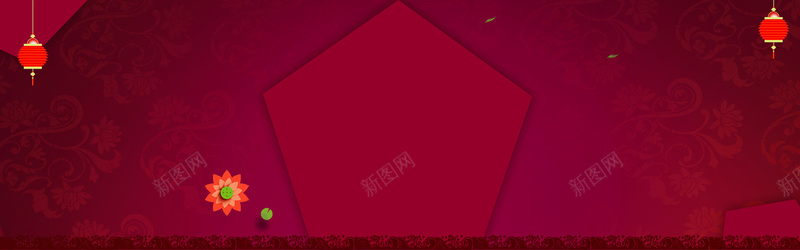 红色扁平几何促销电商淘宝banner背景背景