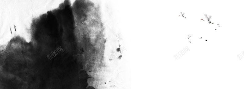 水墨中国风大气黑色banner背景psd设计背景_88icon https://88icon.com 水墨 水墨画 毛笔 墨水 渐变 大雁 鸟儿 文艺 小清新 简约 大气 素材 背景 设计 广告