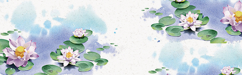 荷花清新水彩风格bannerpsd设计背景_88icon https://88icon.com 纹理背景 雨水背景 花卉 花朵 荷叶 水彩风格背景图片 极简风格背景图片 荷花素材背景 电商ba