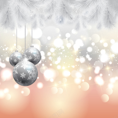 圣诞节华丽金属质感吊球背景图背景