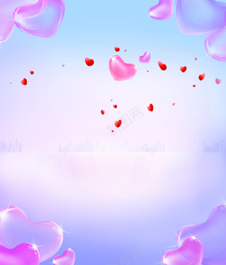 粉色浪漫气球PSD海报背景背景
