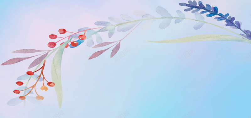 清新手绘花朵jpg设计背景_88icon https://88icon.com 蓝色粉色渐变 唯美 植物 水墨 水彩 海报banner 卡通 童趣 手绘