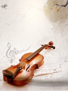中国风时尚水墨小提琴培训海报背景背景