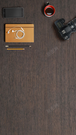 木板与相机图片耳机咖啡相机H5背景高清图片