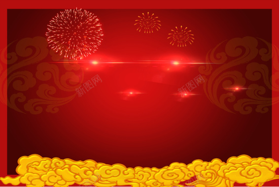 金币烟花新年节日背景背景
