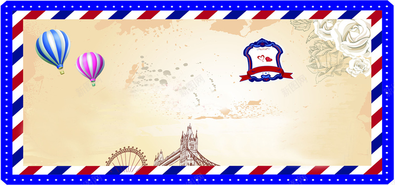 英伦邮票建筑物背景psd设计背景_88icon https://88icon.com 英伦风 热气球 建筑 摩天轮 邮票 花朵 旅游业 观光 海报banner