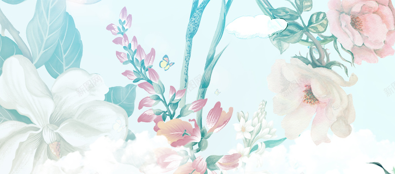 淘宝手绘水彩花卉psd设计背景_88icon https://88icon.com 海报banner 手绘 文艺 水彩 花卉 淘宝 小清新 简约