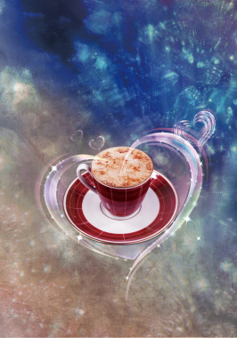 爱心围绕的咖啡杯背景素材背景