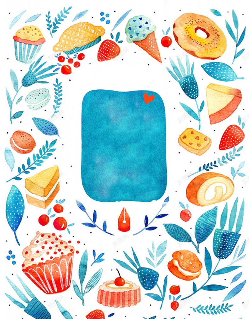 手绘食物糕点海报背景psd设计背景_88icon https://88icon.com 手绘 水彩 甜点 蛋糕 食物 文艺 植物 简约 小清新 背景 素材 温暖